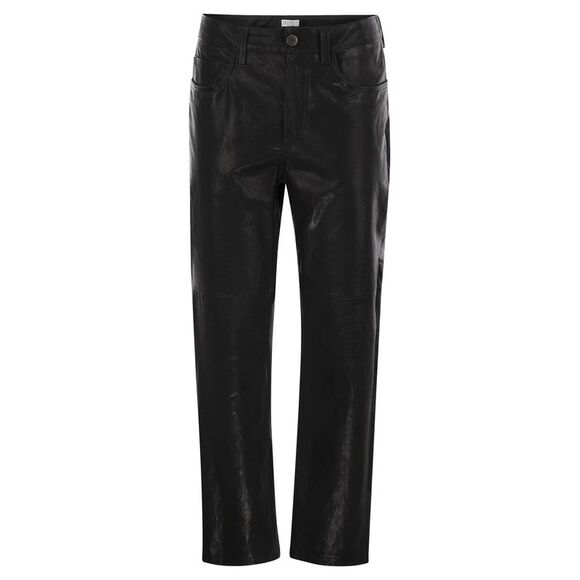 Brunello Cucinelli Women Wide Five-Pocket Trousers In Smooth Nappa Leather